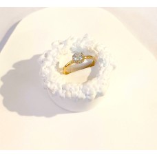 Δαχτυλίδι Χρυσό 14K - Γυναικείο, στρογγυλή βάση με Ζιργκόν (μέρος σετ) (RI542)